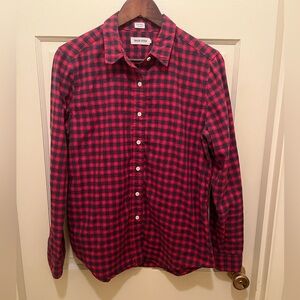 Taylor Stitch Women’s Lightweight Flannel Twill Shirt Red Buffalo Plaid USA Sz L